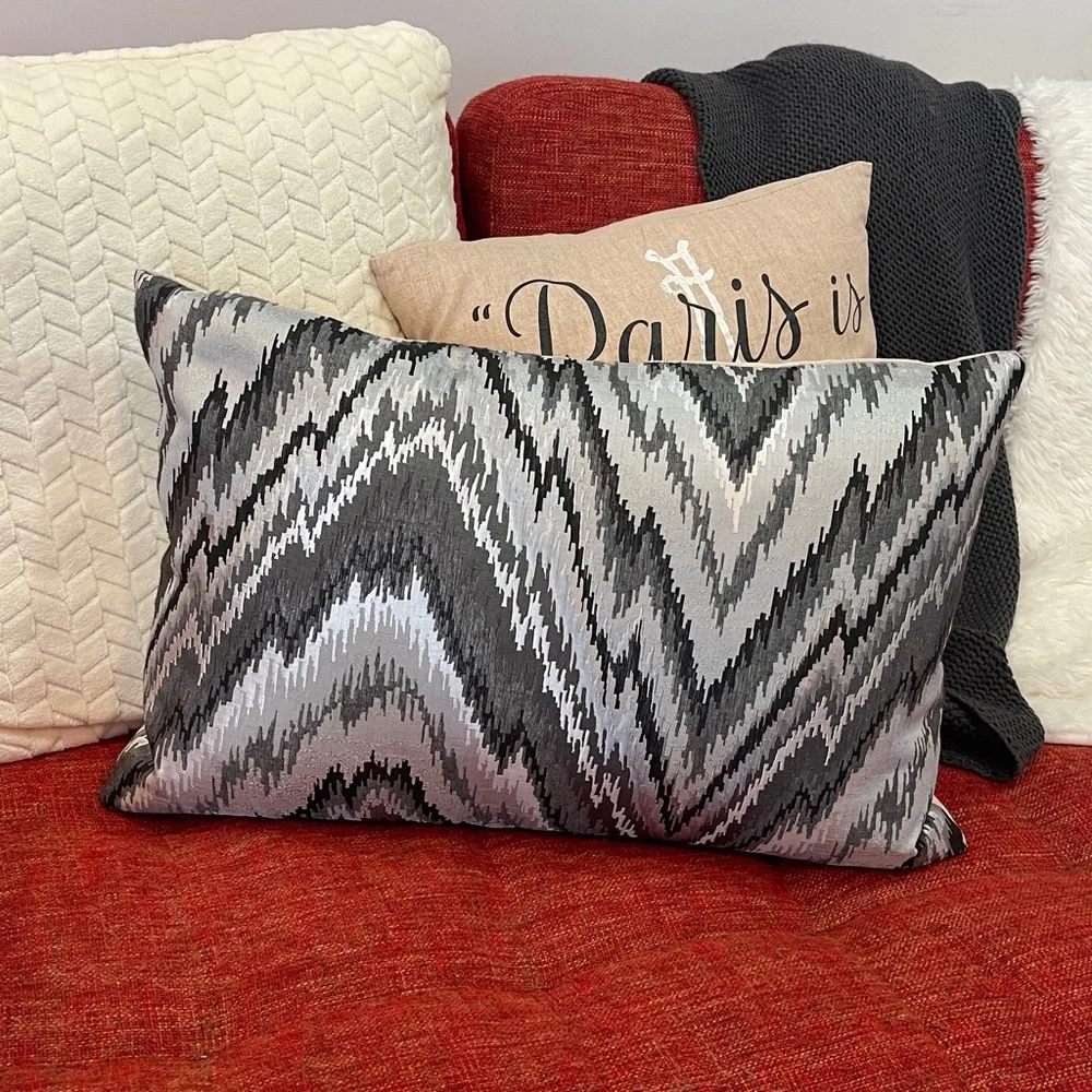 M.STUDIO Black and Gray Chevron Pillow